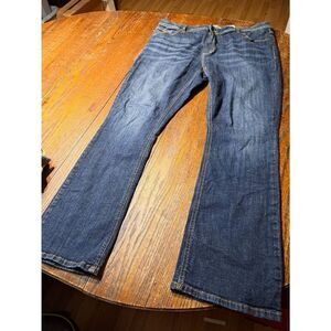 1XL Eunina Imogen Mid Rise Bootcut Denim Blue Jeans Casual Pants with Pockets